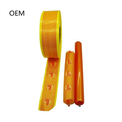 Salchichas de color rojo amarillo impresa piel de salchicha artificial cocida al vapor