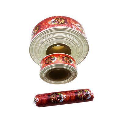 Carcasa de nailon impresa con logotipo personalizado certificado HALAL de calidad alimentaria para salchichas de carne