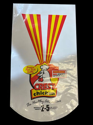 Comercio al por mayor de bolsas de pollo congelado con impresión de logotipo personalizado de color blanco