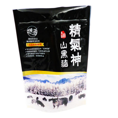Kingred Embalaje de alimentos de pie Bolsas de cierre con cremallera 250g Humectante 50-160um Bolso