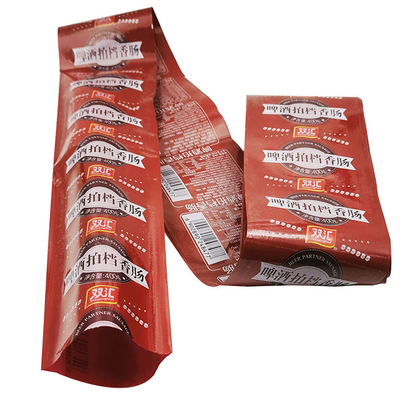 Revestimiento de plástico de grado alimenticio Flexografía Impresión de marca LOGO salchicha Envases de plástico de color