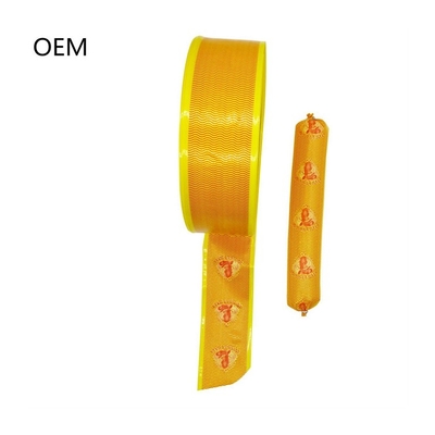 Casquillos de salchichas de color amarillo con impresión de piel de salchicha artificial para salchichas cocidas al vapor