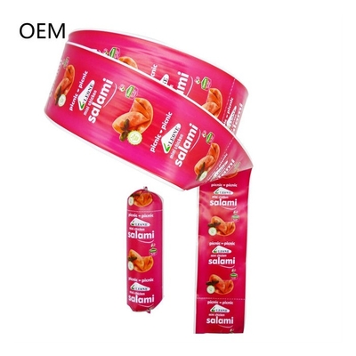 Grado alimenticio OEM Flexografía personalizada Impresión de carcasas de salchichas de plástico para salchichas de salami