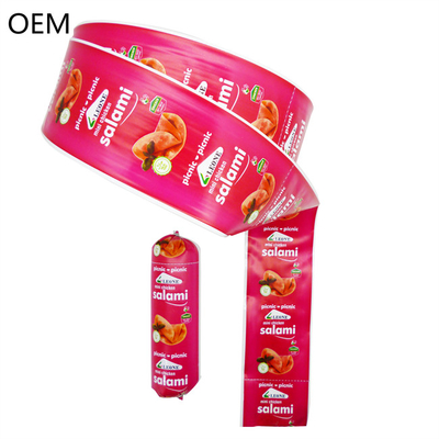 Envases de salchichas de plástico colorido OEM logotipo de marca personalizado embalaje de salchichas de grado alimenticio para salchichas de carne