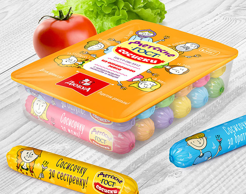 Embalaje de salchichas Revestimiento de salchichas de plástico Logotipo de marca impreso a medida Revestimiento de salchichas de plástico