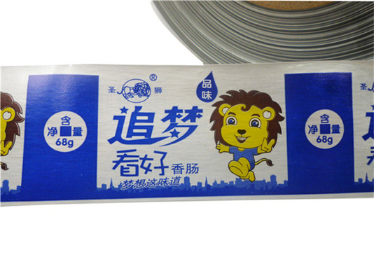 Envases de salchichas de plástico de colores con flexiografía de impresión personalizada Envases de salchichas de plástico de carne