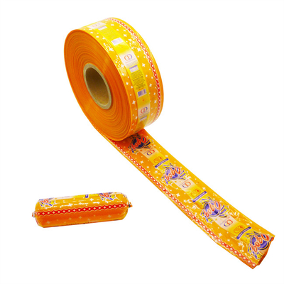 carcasas de salchichas flexografía multicolor impresión de carcasas de salchichas de plástico logotipo de marca personalizado