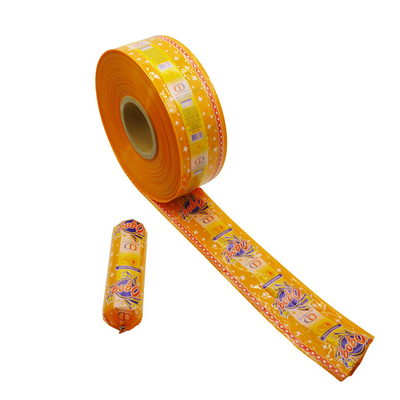 carcasas de salchichas flexografía multicolor impresión de carcasas de salchichas de plástico logotipo de marca personalizado