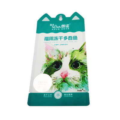 Alimentos para gatos Snacks congelados secos Bolsas de embalaje Bolsas de plástico con sellador de pie Embalaje resistente a la humedad