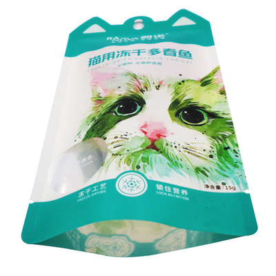 Alimentos para gatos Snacks congelados secos Bolsas de embalaje Bolsas de plástico con sellador de pie Embalaje resistente a la humedad