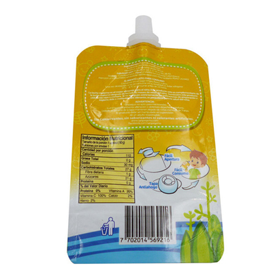 Material de embalaje de jugo alimenticio Bolsa de plástico de soporte automático con boquilla de plástico