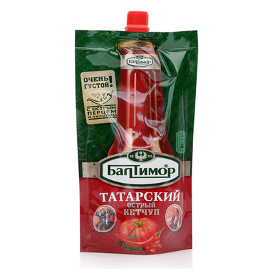 Bolsa de condimento Ketchup Bolsa de soporte automático Boquilla de succión de plástico Impresión flexográfica personalizada