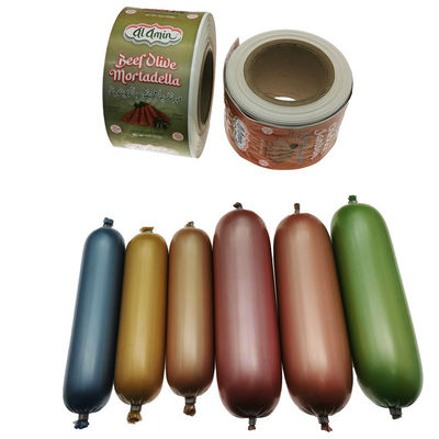 Carcasa de nailon impresa con logotipo personalizado certificado HALAL de calidad alimentaria para salchichas de carne