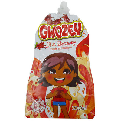 250ml impresos se levantan la bolsa con el canalón Juice Packaging líquido