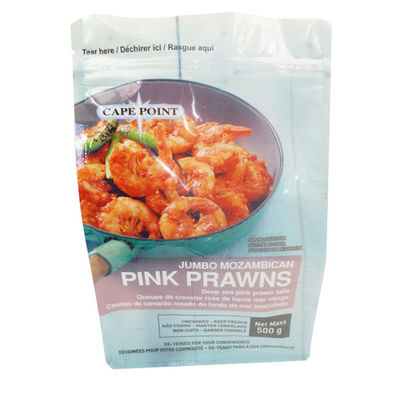 Ocho lados que sellan los bolsos de nylon que se puede volver a sellar de Doypack de los materiales de embalaje de la comida para las gambas congeladas