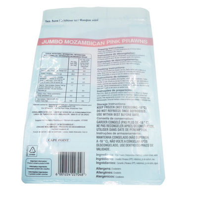 Ocho lados que sellan los bolsos de nylon que se puede volver a sellar de Doypack de los materiales de embalaje de la comida para las gambas congeladas