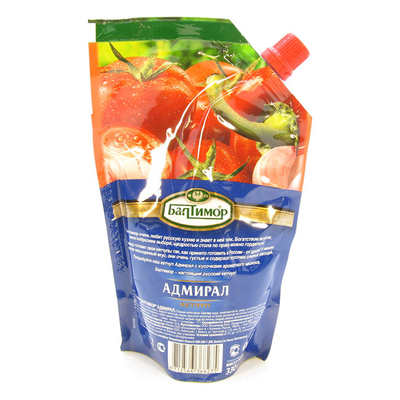 Bolsa de condimento Ketchup Bolsa de soporte automático Boquilla de succión de plástico Impresión flexográfica personalizada
